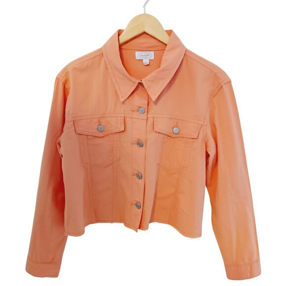 Mudd Pie, S, Tangerine "Jean Jacket Look" Cropped Cotton Jacket Lt. Wt., Casual - Picture 3 of 14